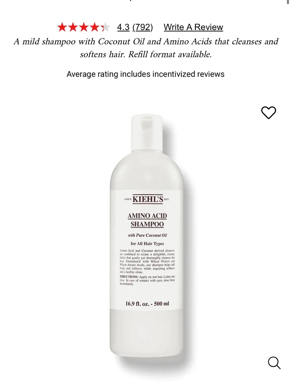 NEW Kiehl's Amino Acid Shampoo